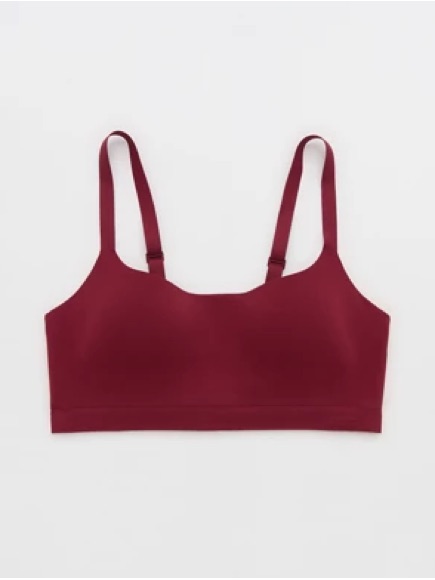 Aerie Smooth Wireless Scoop Bralette In Burgundy